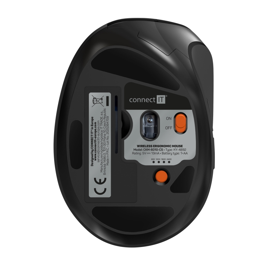 CONNECT IT CKM-6010-CS - Ergonomska bežična tipkovnica i miš 800/1200/1600/2400 DPI s CZ/SK lokalizacijom 1xAA + 2xAAA crna