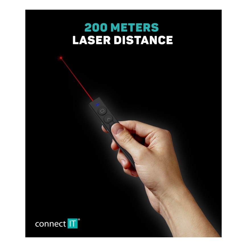 CONNECT IT CLP-2050-BK - Bežični prezenter s laserskim pokazivačem 1xAAA