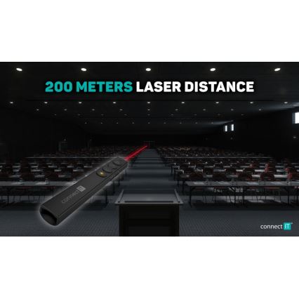 CONNECT IT CLP-2050-BK - Bežični prezenter s laserskim pokazivačem 1xAAA