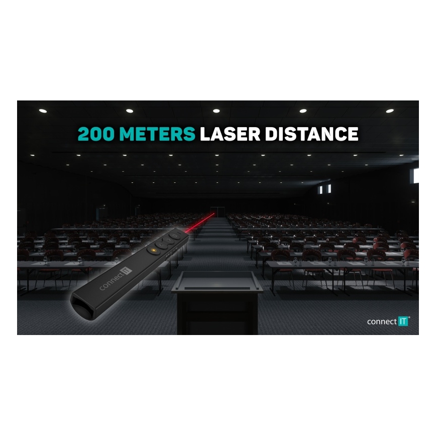 CONNECT IT CLP-2050-BK - Bežični prezenter s laserskim pokazivačem 1xAAA