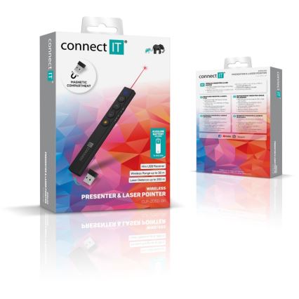 CONNECT IT CLP-2050-BK - Bežični prezenter s laserskim pokazivačem 1xAAA