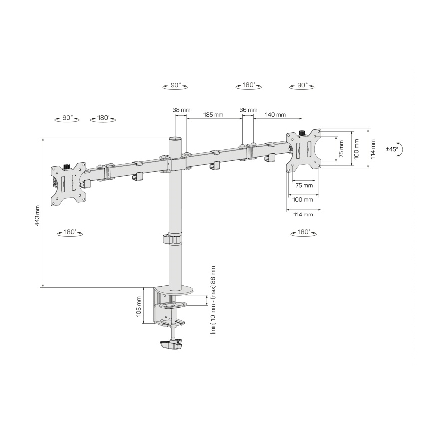 CONNECT IT CMF-3203-BK - Univerzalni nosač za 2 monitora 13-32” crna