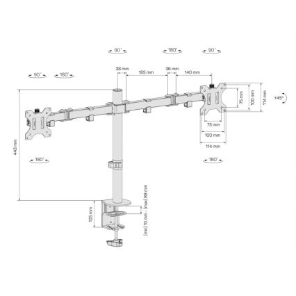 CONNECT IT CMF-3203-BK - Univerzalni nosač za 2 monitora 13-32” crne boje