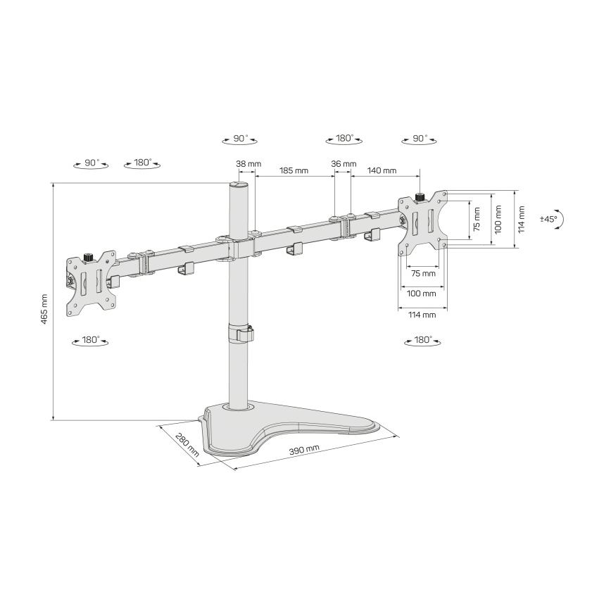 CONNECT IT CMF-3204-BK - Univerzalni nosač za 2 monitora 13-32” crna