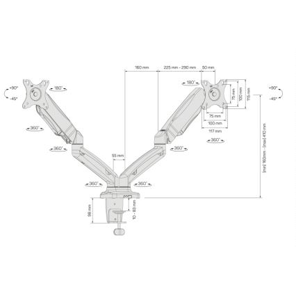 CONNECT IT CMF-3207-BK - Univerzalni nosač za 2 monitora 13-27” crna