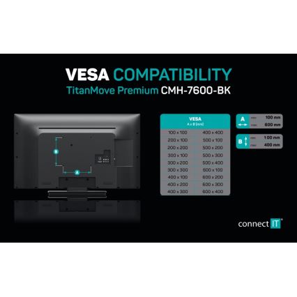 CONNECT IT CMH-7600-BK - Zidni nosač za TV 32-70” crna