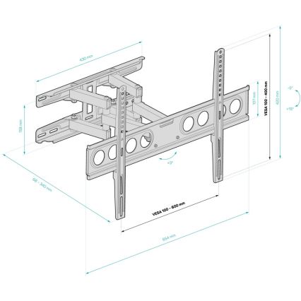 CONNECT IT CMH-7600-BK - Zidni nosač za TV 32-70” crna