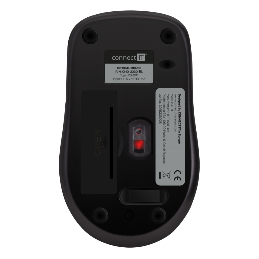 CONNECT IT CMO-2230-BL - Bežični tihi miš MUTE 1200 DPI 1xAA crna/plava