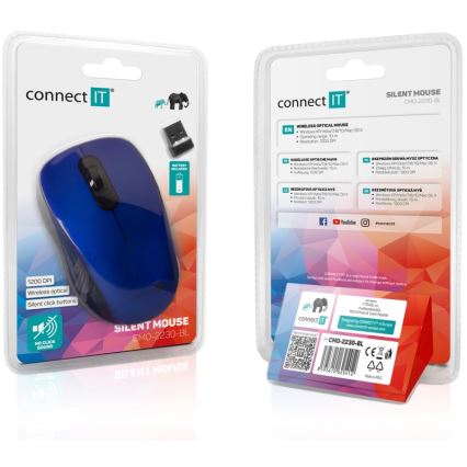 CONNECT IT CMO-2230-BL - Bežični tihi miš MUTE 1200 DPI 1xAA crna/plava