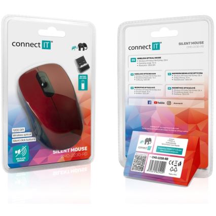 CONNECT IT CMO-2230-RD - Bežična tiha miš MUTE 1200 DPI 1xAA crna/crvena