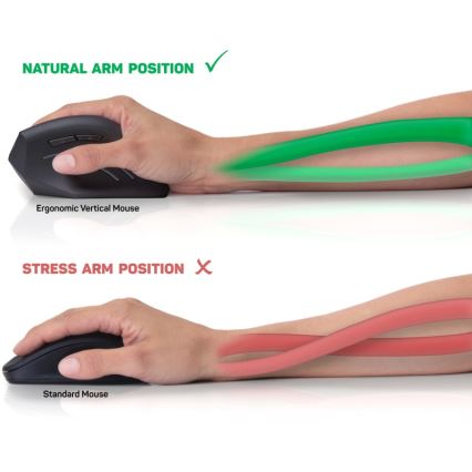 CONNECT IT CMO-2500-BK - Ergonomski žični miš Verti Wire 1000/1600 DPI crni