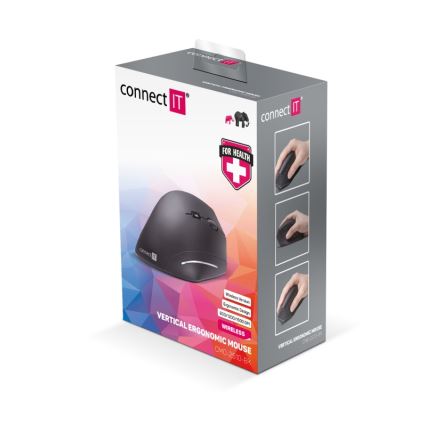 CONNECT IT CMO-2510-BK - Ergonomski bežični miš Verti Wireless 800/1200/1600 DPI 2xAAA crna