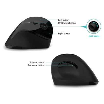 CONNECT IT CMO-2700-BK - Ergonomski bežični miš 800/1200/1600 DPI 1xAA crna