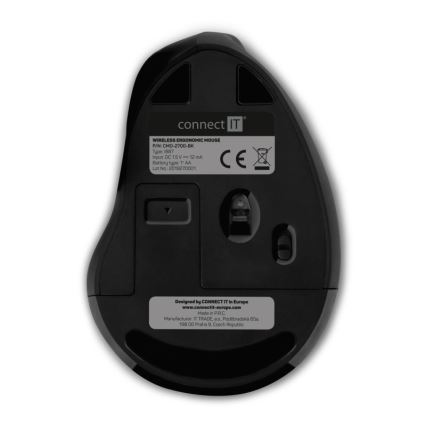 CONNECT IT CMO-2700-BK - Ergonomski bežični miš 800/1200/1600 DPI 1xAA crna