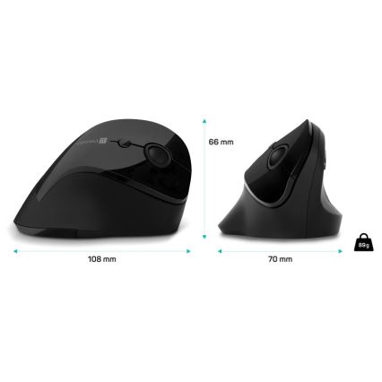 CONNECT IT CMO-2700-BK - Ergonomski bežični miš 800/1200/1600 DPI 1xAA crna