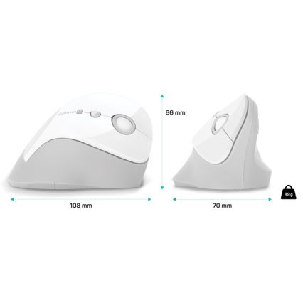 CONNECT IT CMO-2700-WH - Ergonomski bežični miš 800/1200/1600 DPI 1xAA bijela