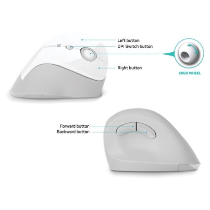 CONNECT IT CMO-2700-WH - Ergonomski bežični miš 800/1200/1600 DPI 1xAA bijela