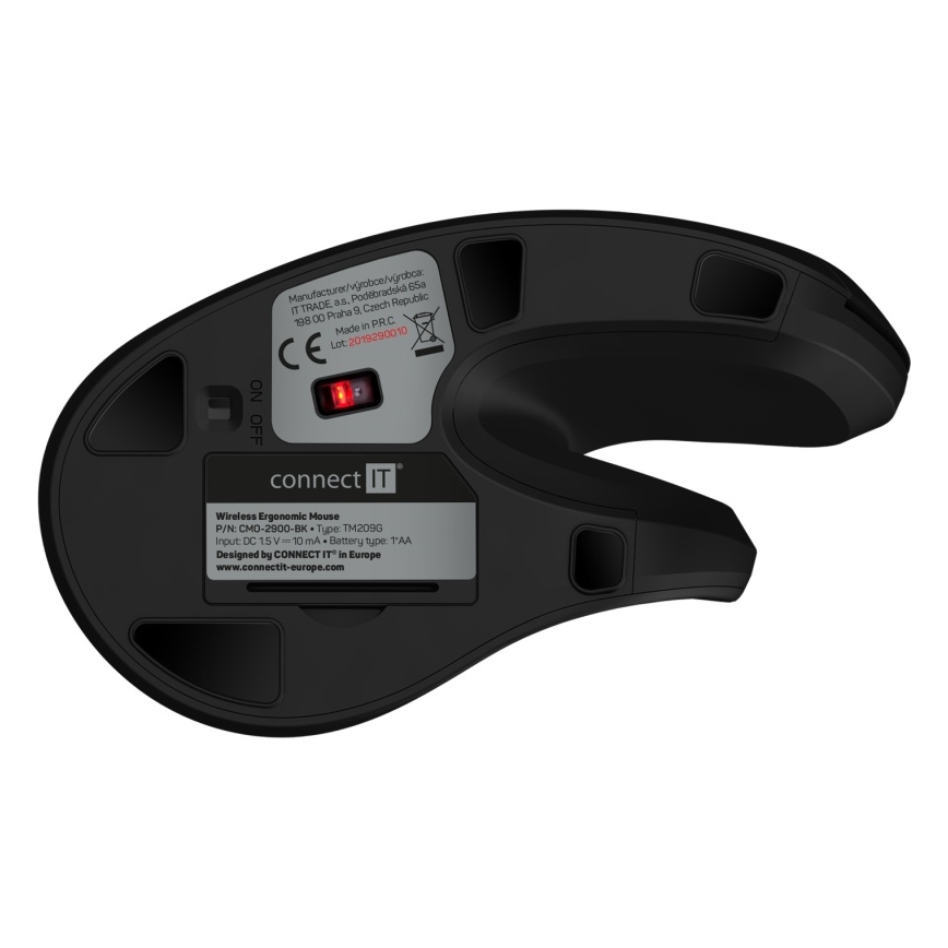 CONNECT IT CMO-2900-BK - Ergonomski bežični miš 800/1200/1600 DPI 1xAA crna