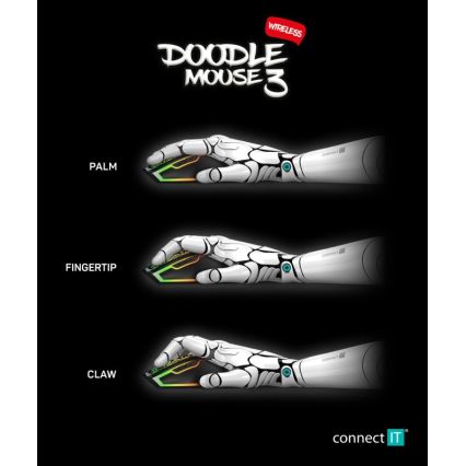 CONNECT IT CMO-3530-DD - LED RGB Bežični punjivi gaming miš 800/1200/1600/2400/4800 DPI 600 mAh crna