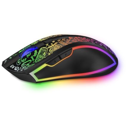 CONNECT IT CMO-3530-DD - LED RGB Bežični punjivi gaming miš 800/1200/1600/2400/4800 DPI 600 mAh crna