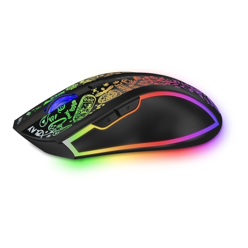 CONNECT IT CMO-3530-DD - LED RGB Bežični punjivi gaming miš 800/1200/1600/2400/4800 DPI 600 mAh crna