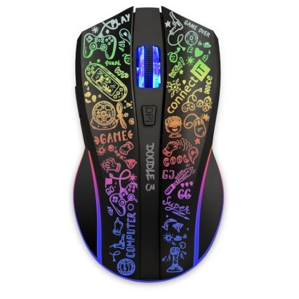 CONNECT IT CMO-3530-DD - LED RGB Bežični punjivi gaming miš 800/1200/1600/2400/4800 DPI 600 mAh crna