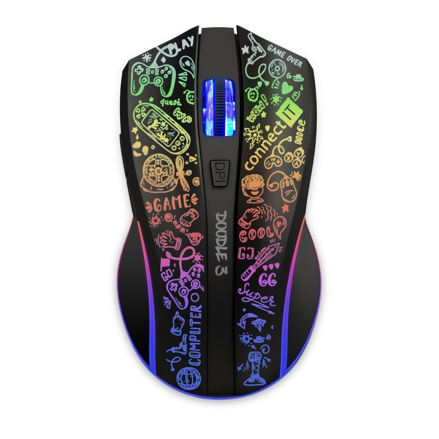 CONNECT IT CMO-3530-DD - LED RGB Bežični punjivi gaming miš 800/1200/1600/2400/4800 DPI 600 mAh crna