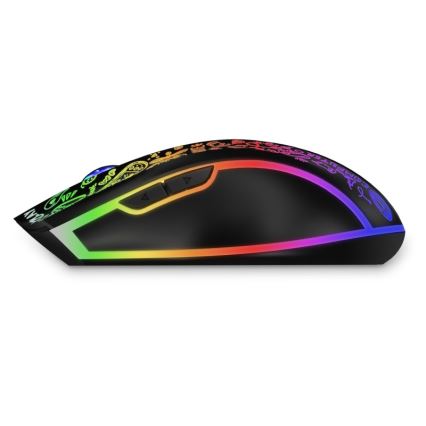 CONNECT IT CMO-3530-DD - LED RGB Bežični punjivi gaming miš 800/1200/1600/2400/4800 DPI 600 mAh crna