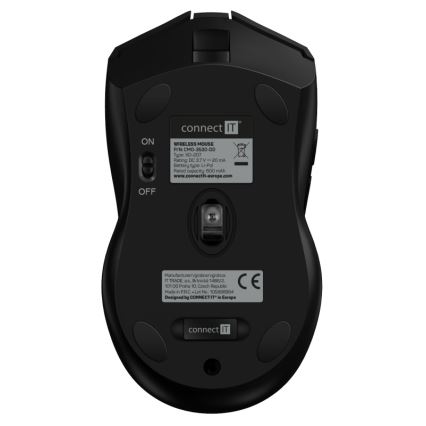 CONNECT IT CMO-3530-DD - LED RGB Bežični punjivi gaming miš 800/1200/1600/2400/4800 DPI 600 mAh crna