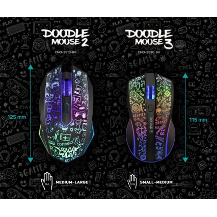 CONNECT IT CMO-3530-DD - LED RGB Bežični punjivi gaming miš 800/1200/1600/2400/4800 DPI 600 mAh crna