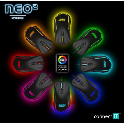 CONNECT IT CMO-3589-BK - LED RGB Žičani gaming miš 200-7200 DPI crna