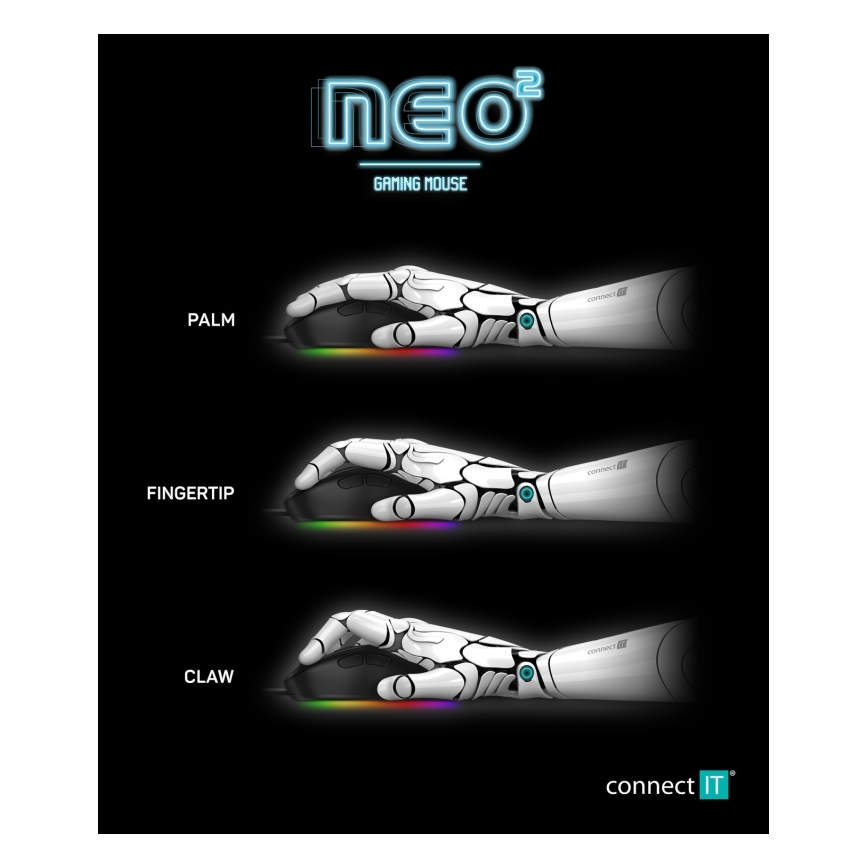 CONNECT IT CMO-3589-BK - LED RGB Žičani gaming miš 200-7200 DPI crna