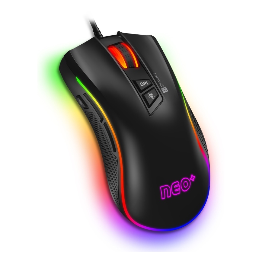 CONNECT IT CMO-3591-BK - LED RGB Žičani gaming miš 500-7200 DPI crna