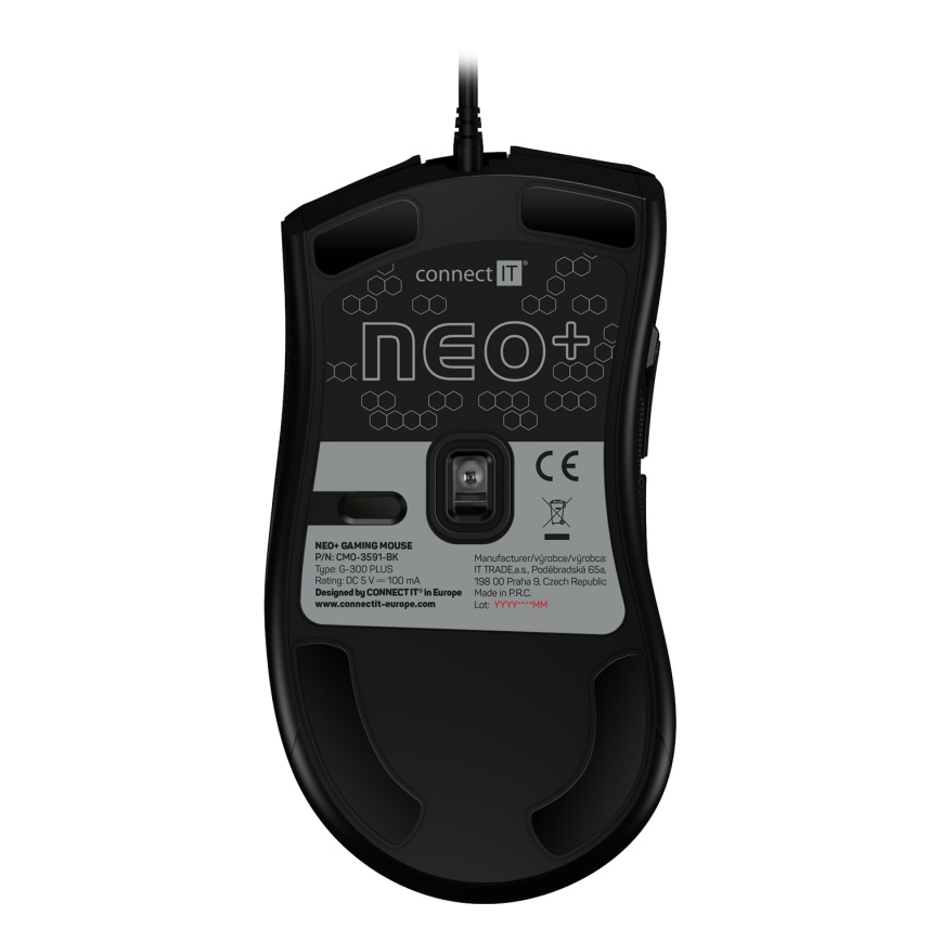 CONNECT IT CMO-3591-BK - LED RGB Žičani gaming miš 500-7200 DPI crna