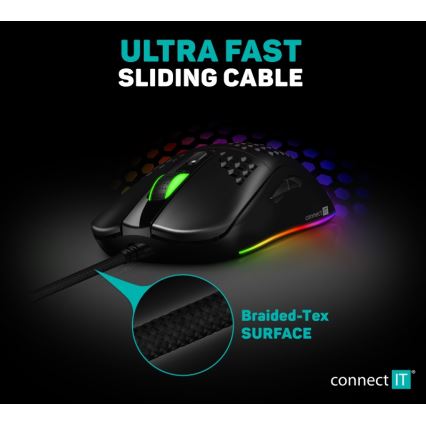 CONNECT IT CMO-5511-BK - LED RGB žičana gaming miša 200-12800 DPI crna