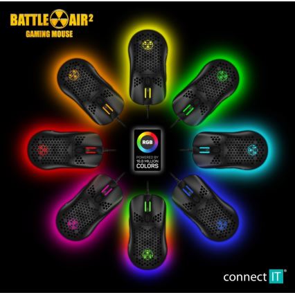 CONNECT IT CMO-5511-BK - LED RGB Žičani gaming miš 200-12800 DPI crna
