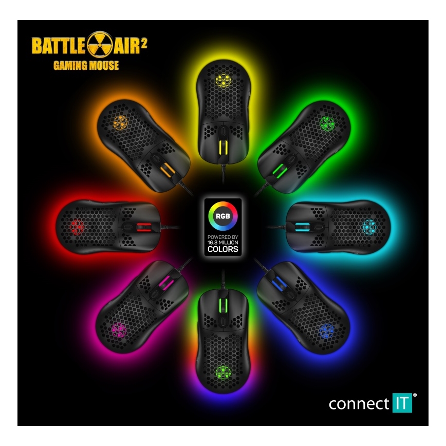 CONNECT IT CMO-5511-BK - LED RGB Žičani gaming miš 200-12800 DPI crna