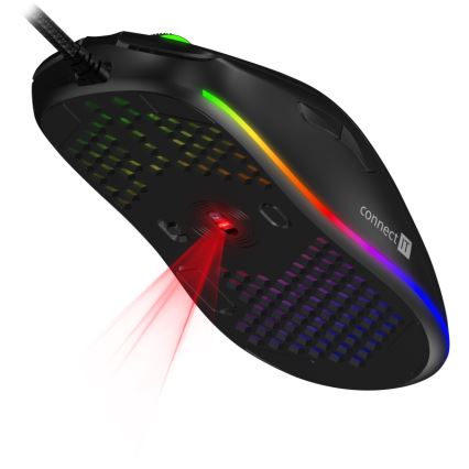 CONNECT IT CMO-5511-BK - LED RGB Žičani gaming miš 200-12800 DPI crna