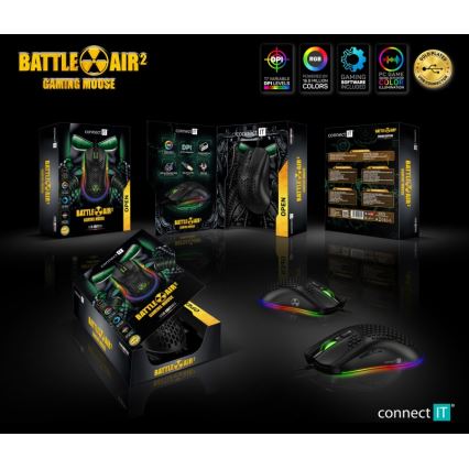 CONNECT IT CMO-5511-BK - LED RGB Žičani gaming miš 200-12800 DPI crna