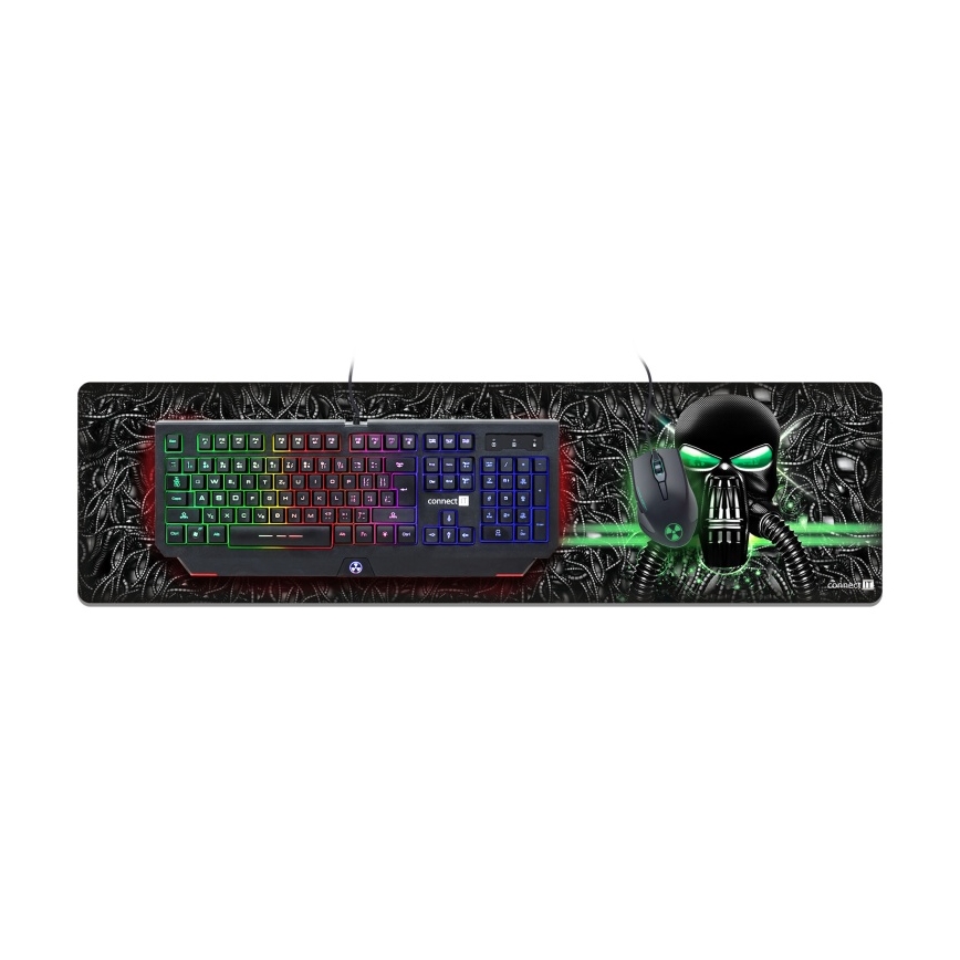 CONNECT IT CMP-1110-LG - Podloga za tipkovnicu i miš 88,6x24,5 cm crna/zelena