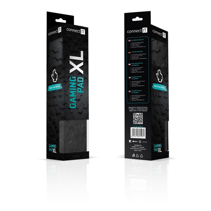 CONNECT IT CMP-2000-XL - Podloga za tipkovnicu i miš 79,5x34,5 cm crna