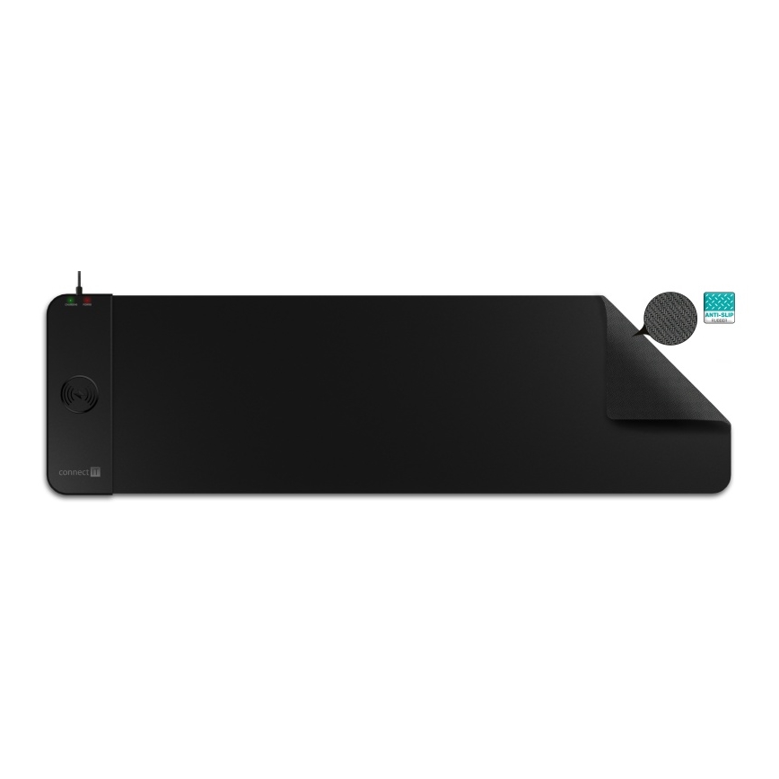 CONNECT IT CMP-2500-LG - Podloga za tipkovnicu i miš s Qi bežičnim punjenjem 80x30 cm crna