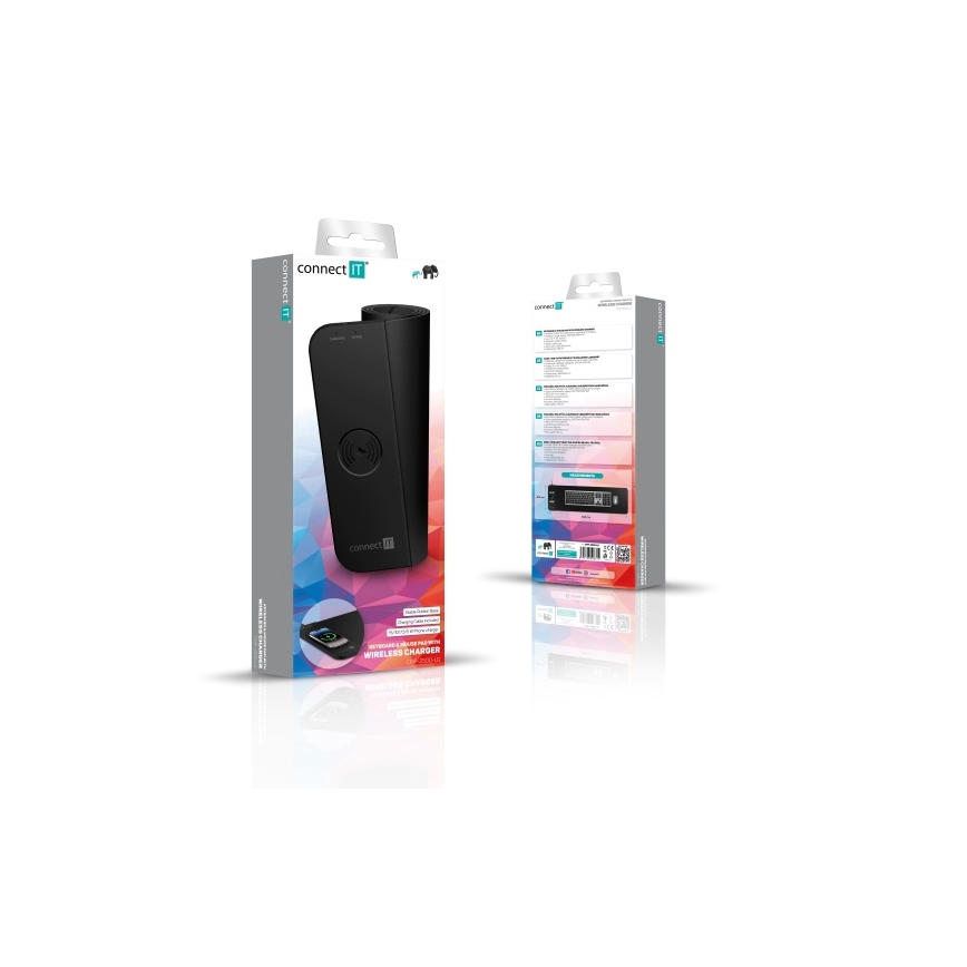 CONNECT IT CMP-2500-LG - Podloga za tipkovnicu i miš s Qi bežičnim punjenjem 80x30 cm crna