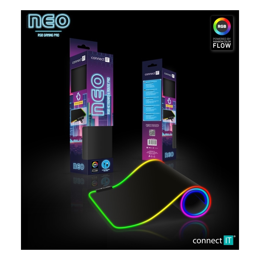 CONNECT IT CMP-3100-LG - LED RGB Gaming podloga za tipkovnicu i miš 80x30 cm crna