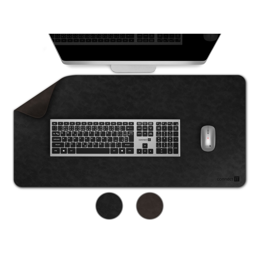 CONNECT IT CMP-4030-LG - Dvostrana podloga za tipkovnicu i miš 90x40 cm crna/smeđa