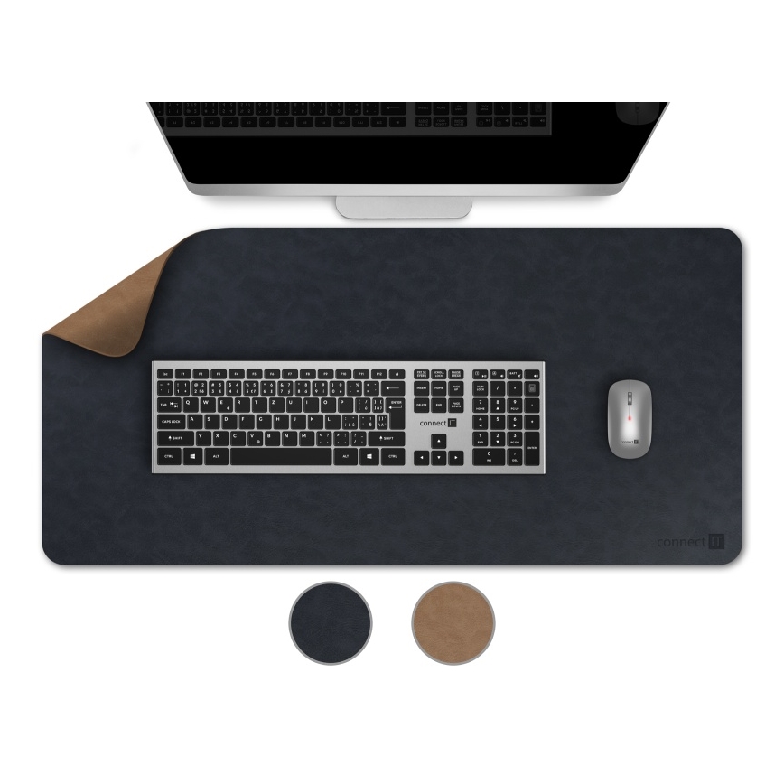 CONNECT IT CMP-4040-LG - Dvostrana podloga za tipkovnicu i miš 90x40 cm plava/smeđa