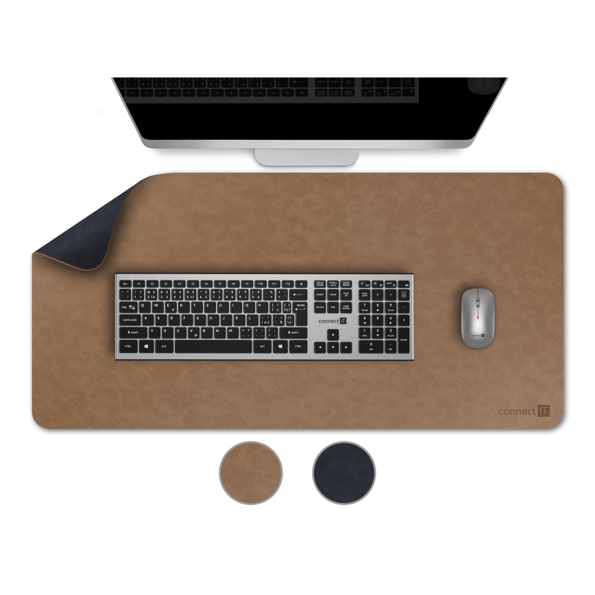 CONNECT IT CMP-4040-LG - Dvostrana podloga za tipkovnicu i miš 90x40 cm plava/smeđa