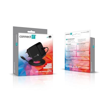 CONNECT IT CNP-1660-BK - Univerzalni napajajući adapter za prijenosna računala USB-C 67W