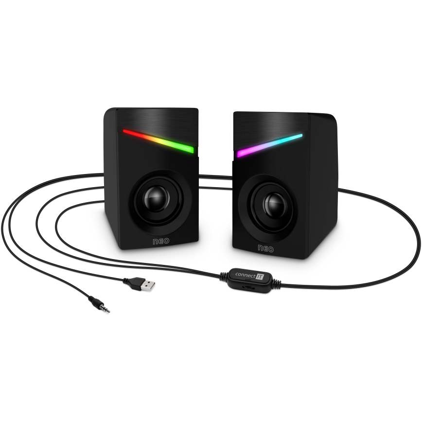 CONNECT IT CSP-1100-BK - SET 2x LED RGB Gaming zvučnik 6W/5V crna
