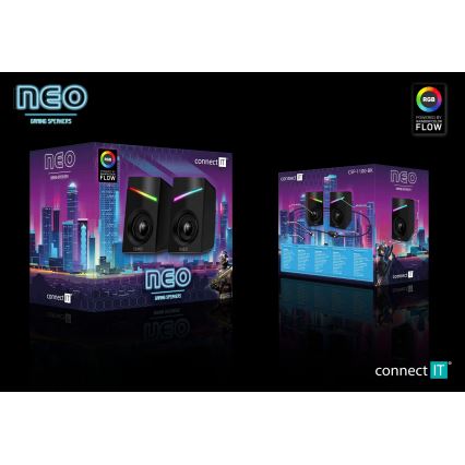 CONNECT IT CSP-1100-BK - SET 2x LED RGB Gaming zvučnik 6W/5V crna